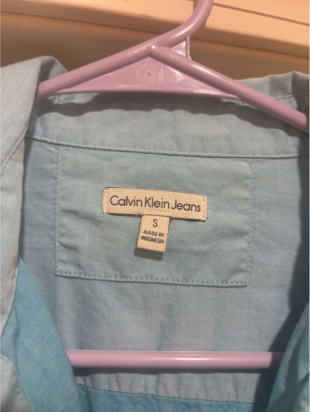 Calvin Klein Jeans Chambray Button Up Shirt Women’s Small Blue Cotton Top - Picture 5 of 8